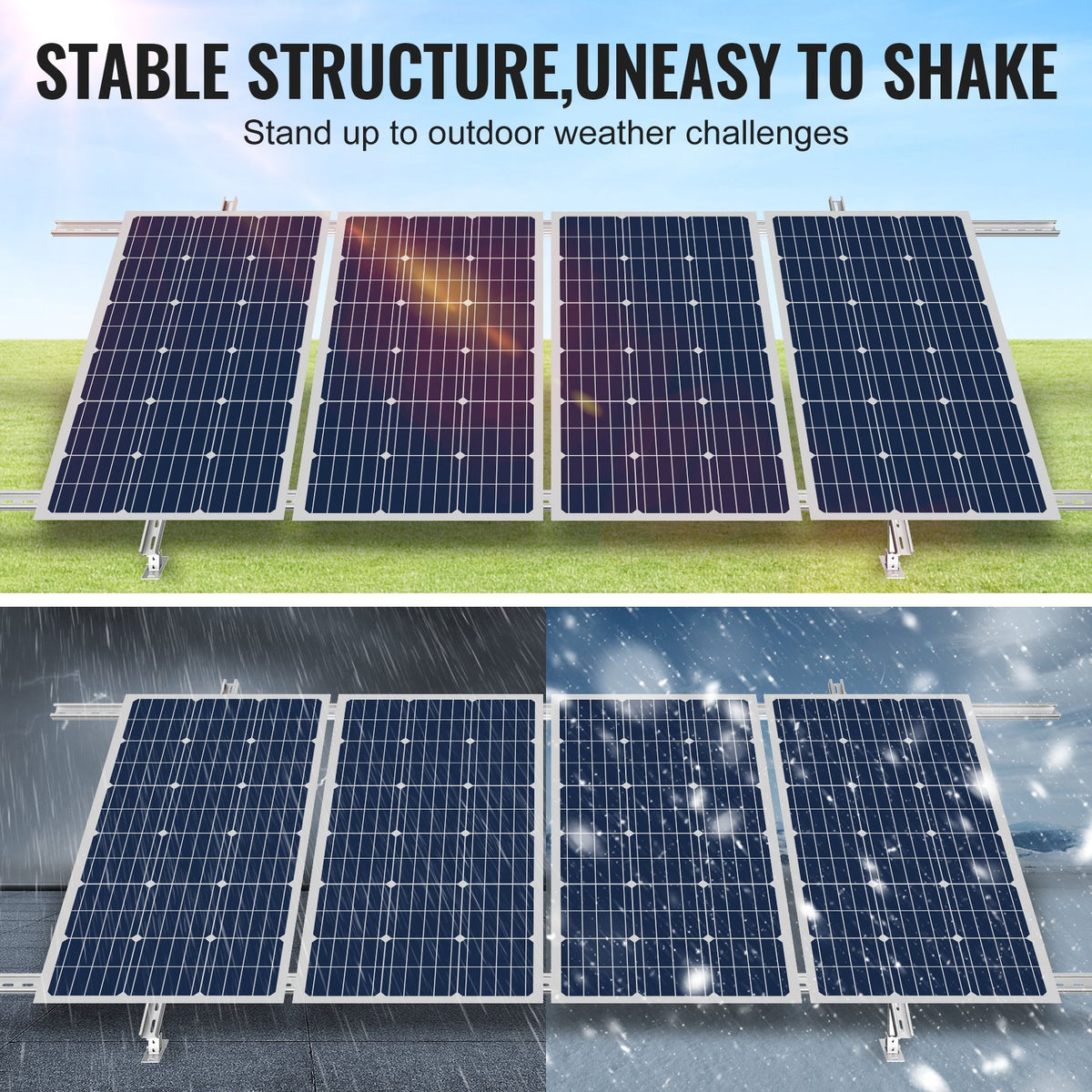 2-Set Solar Panel Mounting Brackets, 30°-60° Adjustable Multi-Pieces Solar Panel Brackets for 4-8PCS Solar Panels, Carbon Steel Ground Mount Solar Panel Stand for Farms, RVs, Boats, Off-Grid