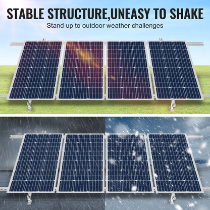 2-Set Solar Panel Mounting Brackets, 30°-60° Adjustable Multi-Pieces Solar Panel Brackets for 4-8PCS Solar Panels, Carbon Steel Ground Mount Solar Panel Stand for Farms, RVs, Boats, Off-Grid