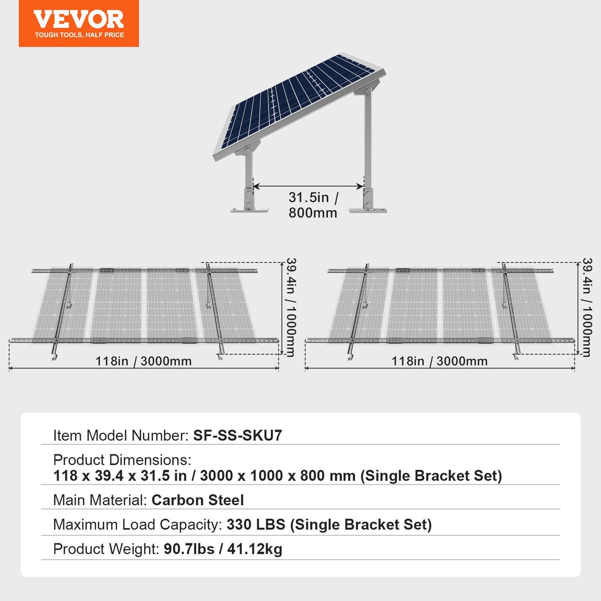 2-Set Solar Panel Mounting Brackets, 30°-60° Adjustable Multi-Pieces Solar Panel Brackets for 4-8PCS Solar Panels, Carbon Steel Ground Mount Solar Panel Stand for Farms, RVs, Boats, Off-Grid