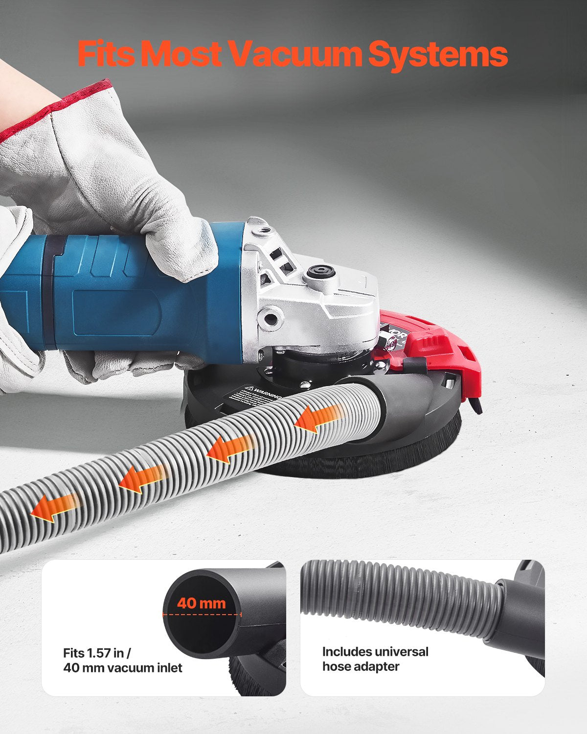 Grinding Dust Shroud for Angle Grinder, Universal 4-5 in, Surface Grinder Dust Shroud with 6 Clamping Washers, Connect to Vacuum Cleaner, Suitable for Grinding Wood Concrete Wall Stone