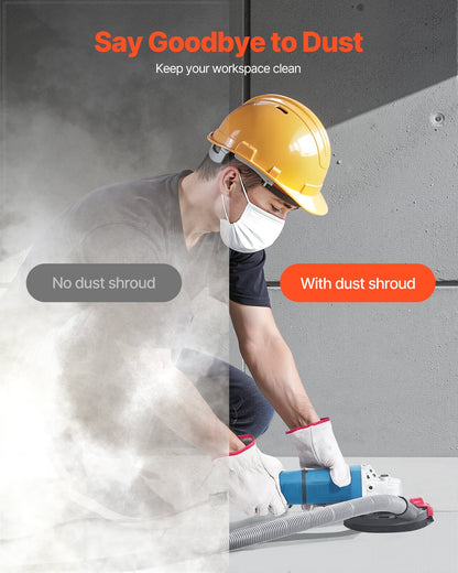 Grinding Dust Shroud for Angle Grinder, Universal 4-5 in, Surface Grinder Dust Shroud with 6 Clamping Washers, Connect to Vacuum Cleaner, Suitable for Grinding Wood Concrete Wall Stone