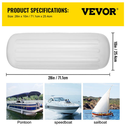 4 NEW Ribbed Boat Fenders 10" x 28" Center Hole Bumpers Mooring Protection