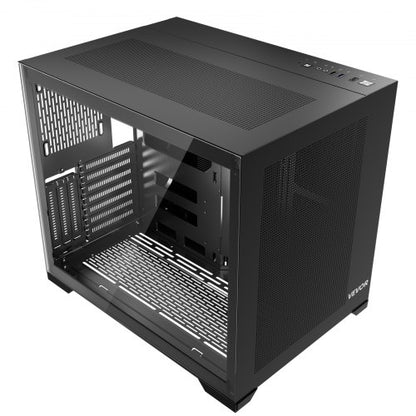 Mid-Tower PC Case, Dual Chamber, Gaming Computer Case with Tempered Glass Panels, Magnetic Dust Filter, Cable Management, for GPU up to 410 mm in Length, Compatible with ATX/M-ATX/ITX, No Fan