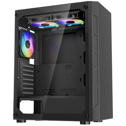 PC Gaming Case, Mid-Tower, Computer Case with High-Airflow Tempered Glass Panel, Dust Filter, 3 x 120 mm ARGB Fans, Easy Cable Management, for GPU up to 320 mm in Length, for ATX / M-ATX / ITX