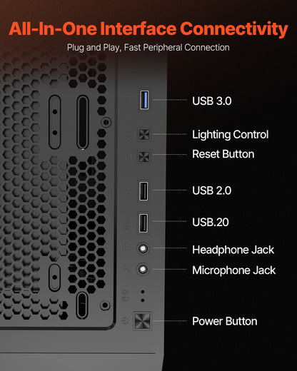 PC Gaming Case, Mid-Tower, Computer Case with High-Airflow Tempered Glass Panel, Dust Filter, 3 x 120 mm ARGB Fans, Easy Cable Management, for GPU up to 320 mm in Length, for ATX / M-ATX / ITX