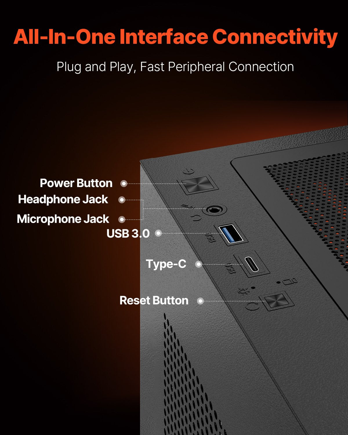 PC-spelchassi, mid-tower, datorchassi med högluftsflödespanel i härdat glas, dammfilter, 6 x 120 mm PWM ARGB-fläktar, enkel kabelhantering, för GPU upp till 410 mm i längd, för ATX/M-ATX/ITX