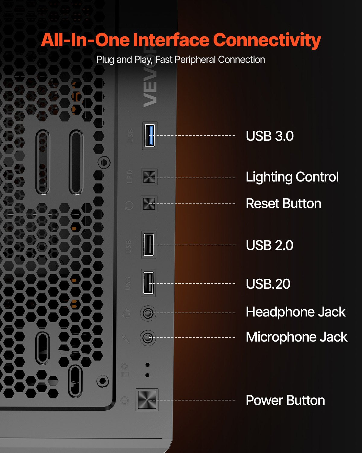 PC-spelchassi, mid-tower, datorchassi med högluftsflödespanel i härdat glas, dammfilter, 4 x 120 mm ARGB-fläktar, enkel kabelhantering, för GPU upp till 320 mm i längd, för ATX / M-ATX / ITX