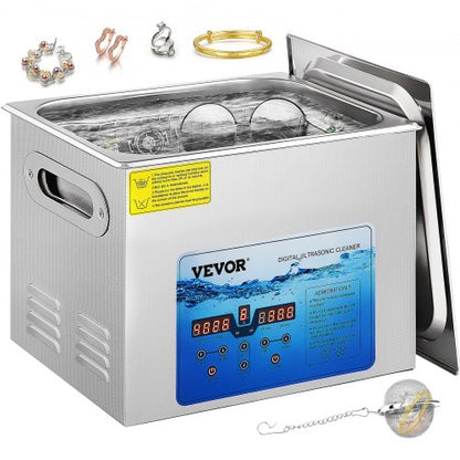 Ultrasonic Cleaner, 36KHz~40KHz Adjustable Frequency, 15L 220V, Ultrasonic Cleaning Machine with Digital Timer and Heater, Lab Sonic Cleaner for Jewelry Watch Eyeglasses Coins, FCC/CE/RoHS Liste