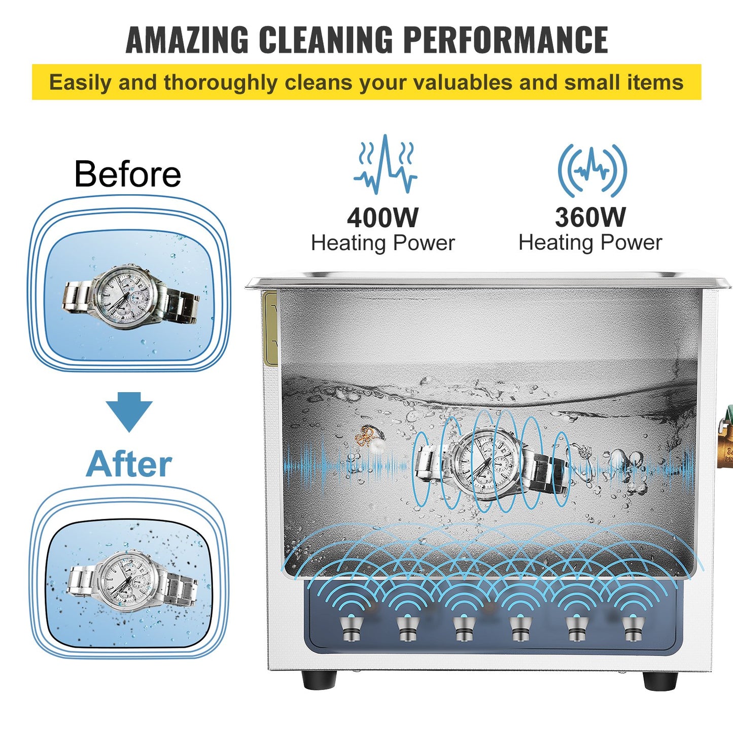 Ultrasonic Cleaner, 36KHz~40KHz Adjustable Frequency, 15L 220V, Ultrasonic Cleaning Machine with Digital Timer and Heater, Lab Sonic Cleaner for Jewelry Watch Eyeglasses Coins, FCC/CE/RoHS Liste
