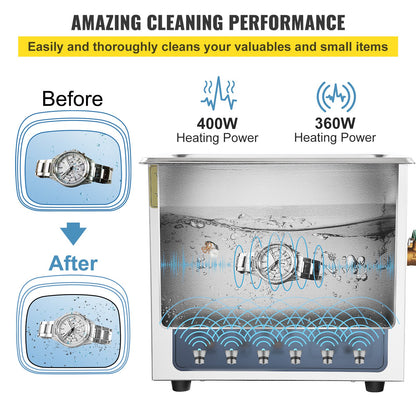Ultrasonic Cleaner, 36KHz~40KHz Adjustable Frequency, 15L 220V, Ultrasonic Cleaning Machine with Digital Timer and Heater, Lab Sonic Cleaner for Jewelry Watch Eyeglasses Coins, FCC/CE/RoHS Liste
