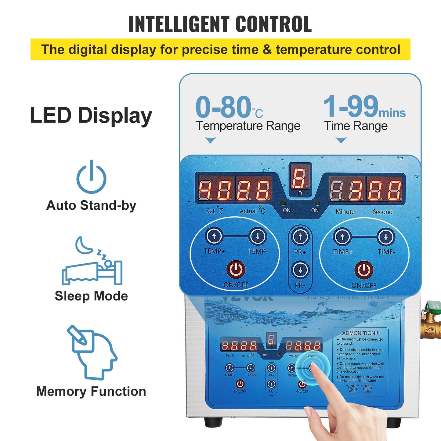 Ultrasonic Cleaner, 36KHz~40KHz Adjustable Frequency, 15L 220V, Ultrasonic Cleaning Machine with Digital Timer and Heater, Lab Sonic Cleaner for Jewelry Watch Eyeglasses Coins, FCC/CE/RoHS Liste