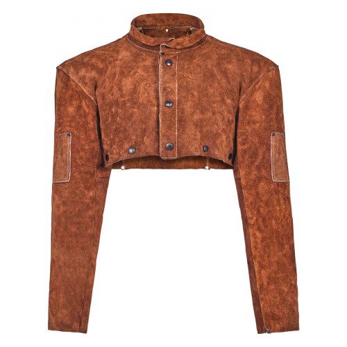 Leather Welding Cape Sleeve, Heavy Duty Flame Resistant Cowhide Safety Cape Sleeves for Men Women, Heat-Resistant for Welding, Blacksmithing, Woodworking, Gardening, M-Size