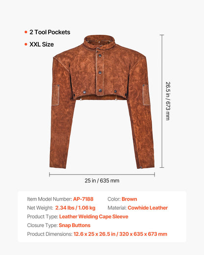 Svetskappa i läder, kraftiga, flamskyddade säkerhetskapar i kohud för män och kvinnor, värmebeständiga för svetsning, smide, träbearbetning, trädgårdsskötsel, XXL-storlek