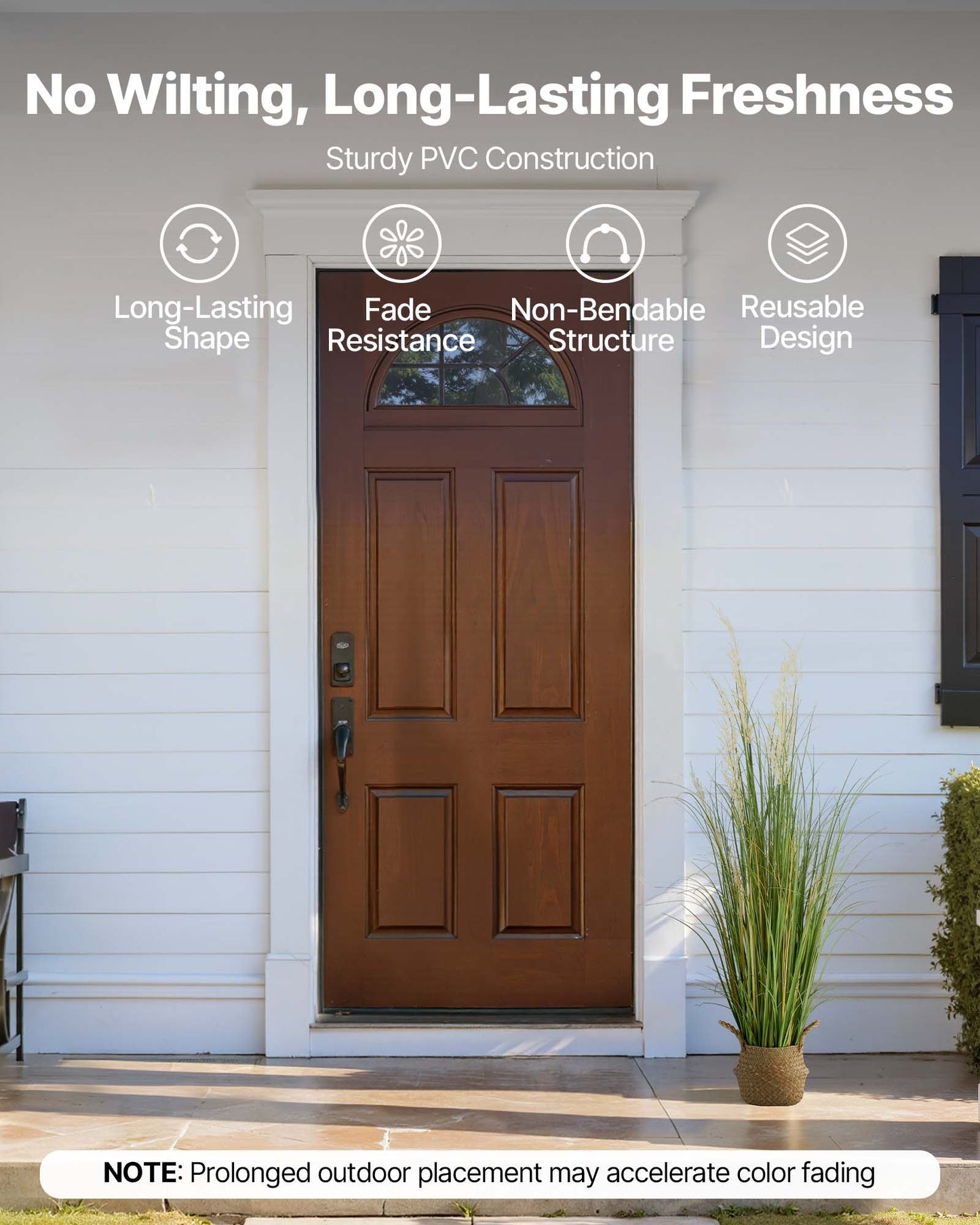 Konstgjord gräsväxt, 1194 mm vassblomma i kruka, premium PVC-konstgjord konstgräsväxt för inomhus utomhushus hem trädgård kontor rumsdekor, inflyttningsfest, 1-pack grön