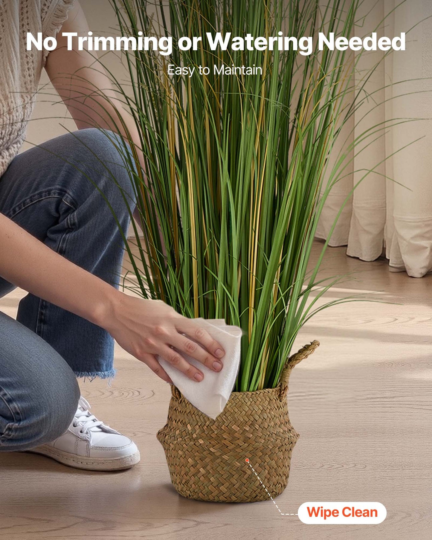Konstgjord gräsväxt, 1194 mm vassblomma i kruka, premium PVC-konstgjord konstgräsväxt för inomhus utomhushus hem trädgård kontor rumsdekor, inflyttningsfest, 1-pack grön
