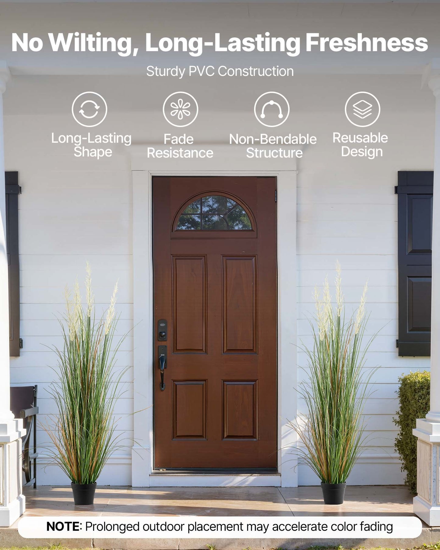 Konstgräsväxt, 2-pack 1499 mm konstgjord vassblomma i kruka, premium PVC konstgjorda buskar för inomhus utomhus hus hem trädgård kontor rum inredning, inflyttningsfest, grön