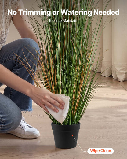 Konstgräsväxt, 2-pack 1499 mm konstgjord vassblomma i kruka, premium PVC konstgjorda buskar för inomhus utomhus hus hem trädgård kontor rum inredning, inflyttningsfest, grön