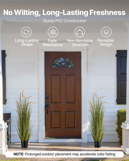 Konstgräsväxt, 2-pack 1194 mm hästsvansrörsgräs i kruka, premium PVC-konstgräsväxt för inomhus, utomhus, hus, hem, trädgård, kontor, rumsdekor, inflyttningsfest, grön