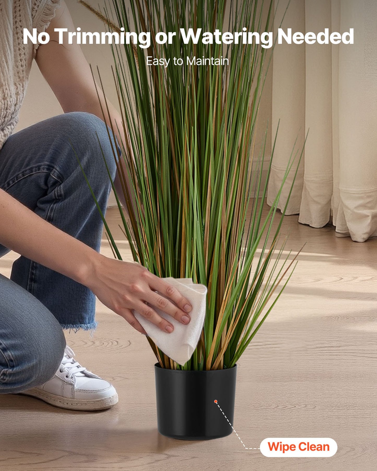 Konstgräsväxt, 2-pack 1194 mm hästsvansrörsgräs i kruka, premium PVC-konstgräsväxt för inomhus, utomhus, hus, hem, trädgård, kontor, rumsdekor, inflyttningsfest, grön