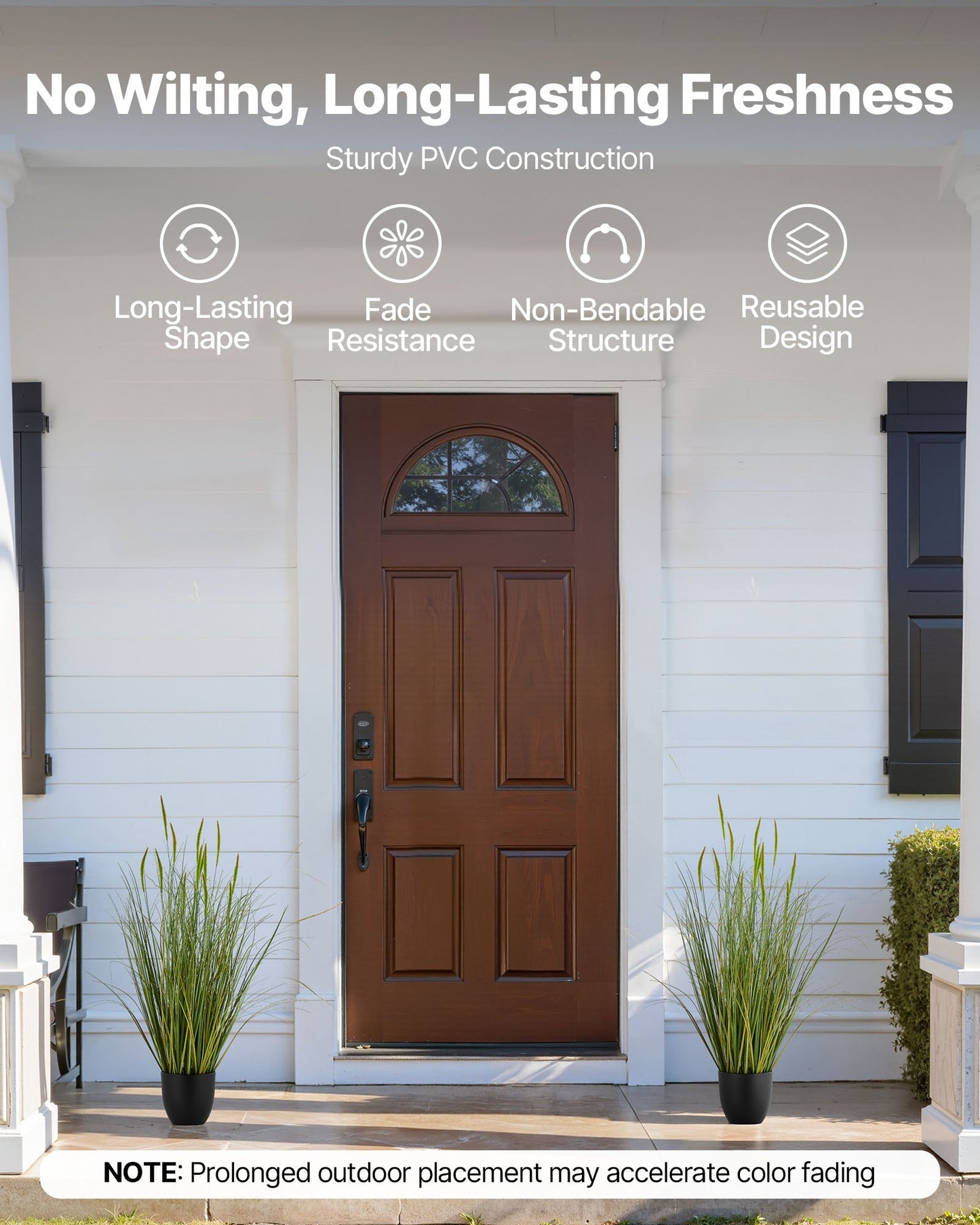 Konstgjord gräsväxt, 2-pack 889 mm kaveldun i kruka, premium PVC-konstgjord konstgräsväxt för inomhus, utomhus, hus, hem, trädgård, kontor, rum, inflyttningsfest, grön