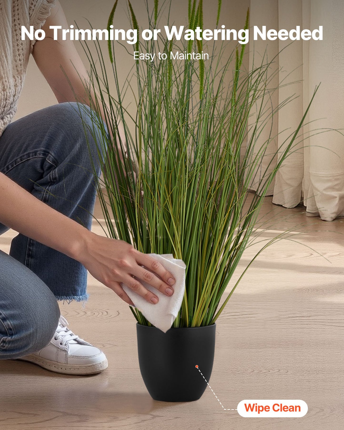 Konstgjord gräsväxt, 2-pack 889 mm kaveldun i kruka, premium PVC-konstgjord konstgräsväxt för inomhus, utomhus, hus, hem, trädgård, kontor, rum, inflyttningsfest, grön