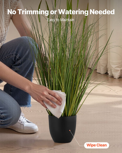 Konstgjord gräsväxt, 2-pack 889 mm kaveldun i kruka, premium PVC-konstgjord konstgräsväxt för inomhus, utomhus, hus, hem, trädgård, kontor, rum, inflyttningsfest, grön