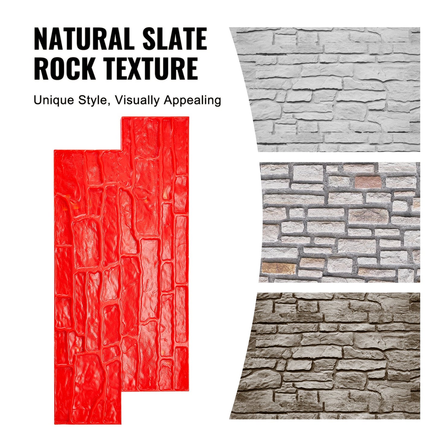 Concrete Stamps Mat, 28 x 12 x 0.6 in, Concrete Texturing Skin Polyurethane Stamp Stone Tile Texture Mat, Slate floor Imprint Seamless Stamp Concrete Molds for Outdoor Decorative, Red