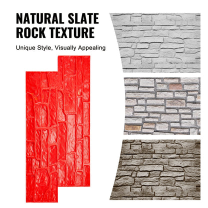Concrete Stamps Mat, 28 x 12 x 0.6 in, Concrete Texturing Skin Polyurethane Stamp Stone Tile Texture Mat, Slate floor Imprint Seamless Stamp Concrete Molds for Outdoor Decorative, Red