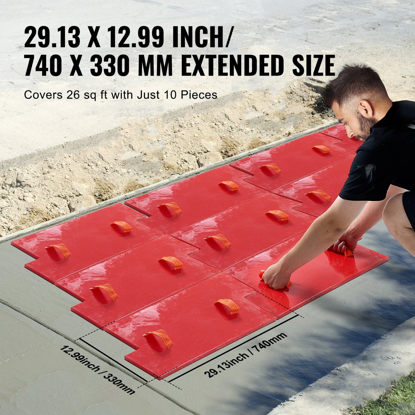 Concrete Stamps Mat, 28 x 12 x 0.6 in, Concrete Texturing Skin Polyurethane Stamp Stone Tile Texture Mat, Slate floor Imprint Seamless Stamp Concrete Molds for Outdoor Decorative, Red