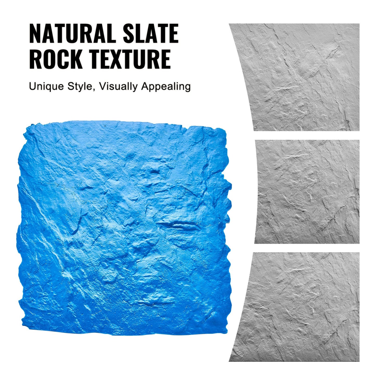 Betongstämpelsmatta, 24 x 24 tum, betongtextureringshud polyuretanstämpel stenplattetexturmatta, skiffergolv avtryck sömlös stämpel betongformar för utomhusdekoration, blå