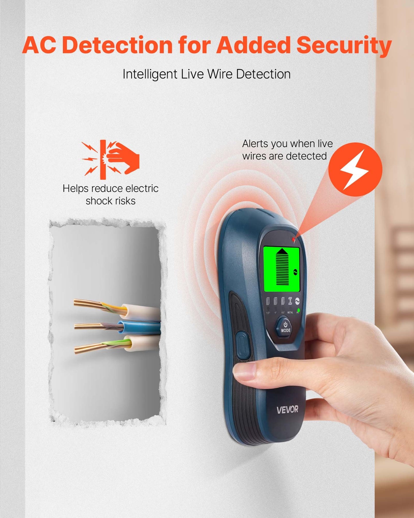 Regeldetektor Väggskanner, 5 i 1, Elektronisk Väggregeldetektor med Smart Sensor, HD LCD-Display och Ljudlarm, för mitten och kanten av metall, AC-ledning, Bjälkar, Rör, Blå