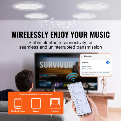 4 PCs 6.5"/16.5 cm Bluetooth Ceiling Speakers 150W Flush Mount in-Wall Speaker