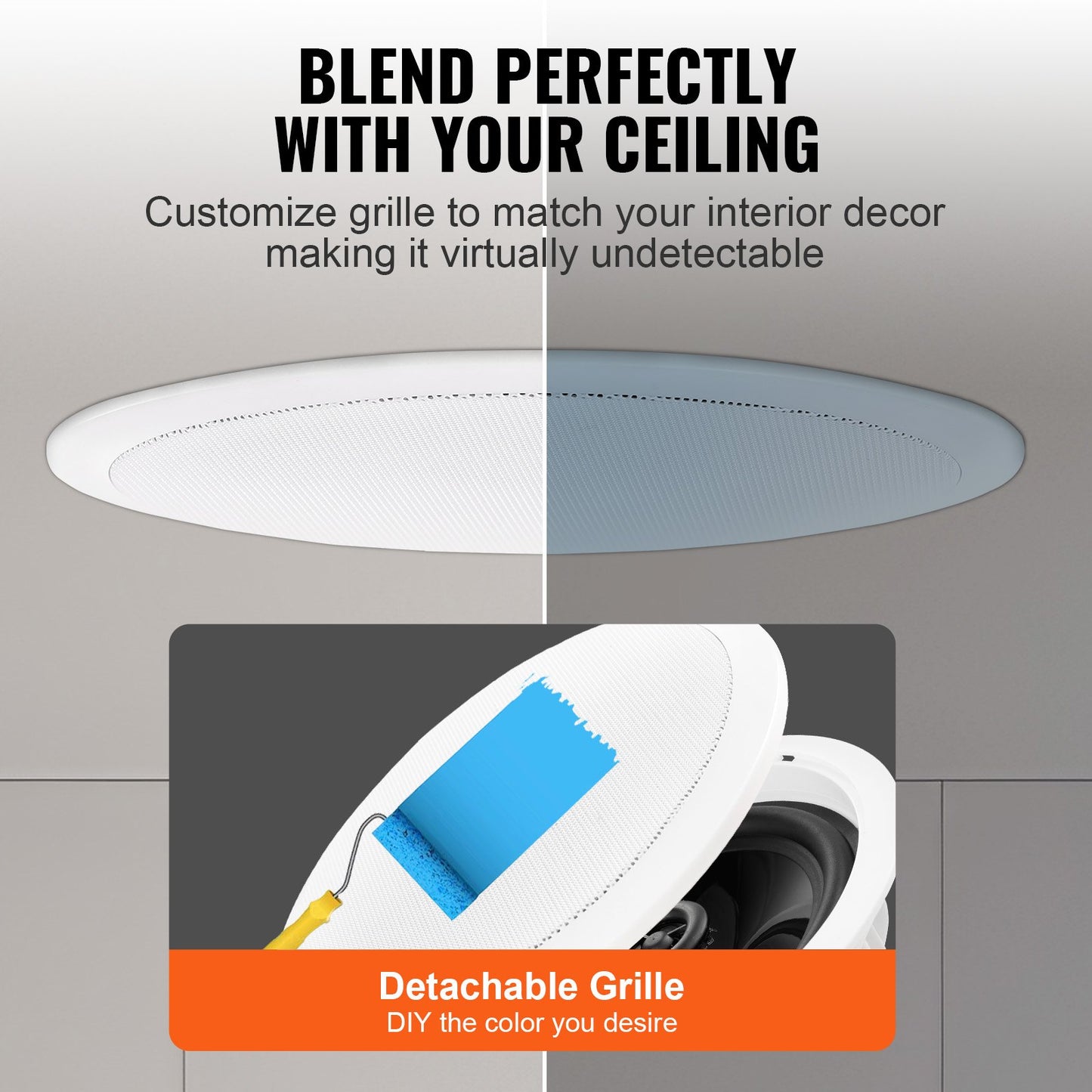 4 PCs 6.5"/16.5 cm Bluetooth Ceiling Speakers 150W Flush Mount in-Wall Speaker