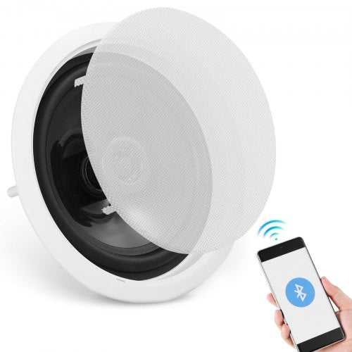 6.5" Bluetooth in Ceiling Speakers, 150W, Flush Mount Ceiling & in-Wall Speaker System with 8ΩImpedance 89dB Sensitivity, for Home Kitchen Living Room Bedroom or Covered Outdoor Porches, Single
