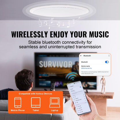 6.5" Bluetooth in Ceiling Speakers, 150W, Flush Mount Ceiling & in-Wall Speaker System with 8ΩImpedance 89dB Sensitivity, for Home Kitchen Living Room Bedroom or Covered Outdoor Porches, Single