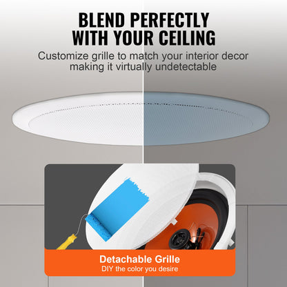 4 st. 8-tums/20,3 cm takhögtalare 100 W infällda tak- och vägghögtalare