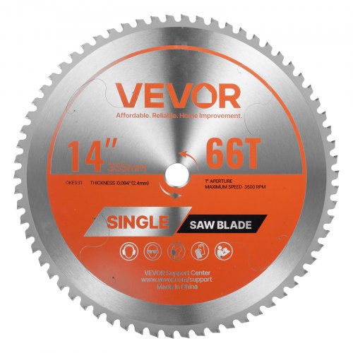 Circular Saw Blade, 355 mm Diameter, 66 Sharp Alloy Teeth, 25.4 mm Arbor, Fine Finish, Metal Cutting Blade for Circular Saw, with Noise-Reducing Heat Vents, for Cutting Steel and Aluminum