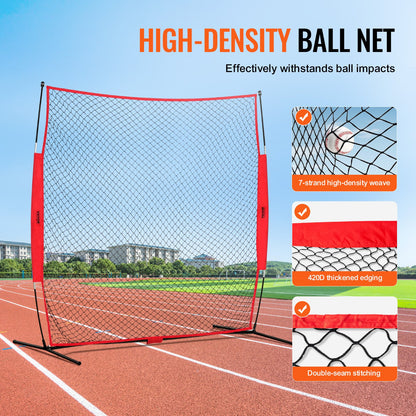 Barricade Backstop Net, 7x7 ft Ball Sports Barrier Netting, Portable Practice Equipment with Carry Bag, Protection Screen for Baseball Softball Lacrosse Soccer Hockey Training, for Backyard