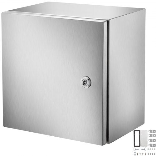 NEMA Stainless Steel Enclosure, 300 x 300 x 200 mm NEMA 4X Steel Electrical Box, IP66 Waterproof & Dustproof, Outdoor/Indoor Electrical Junction Box, with Mounting Plate