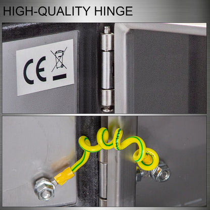 NEMA-kapsling i rostfritt stål, 300 x 300 x 200 mm NEMA 4X elbox i stål, IP66 vattentät och dammtät, kopplingsbox för utomhus-/inomhusbruk, med monteringsplatta