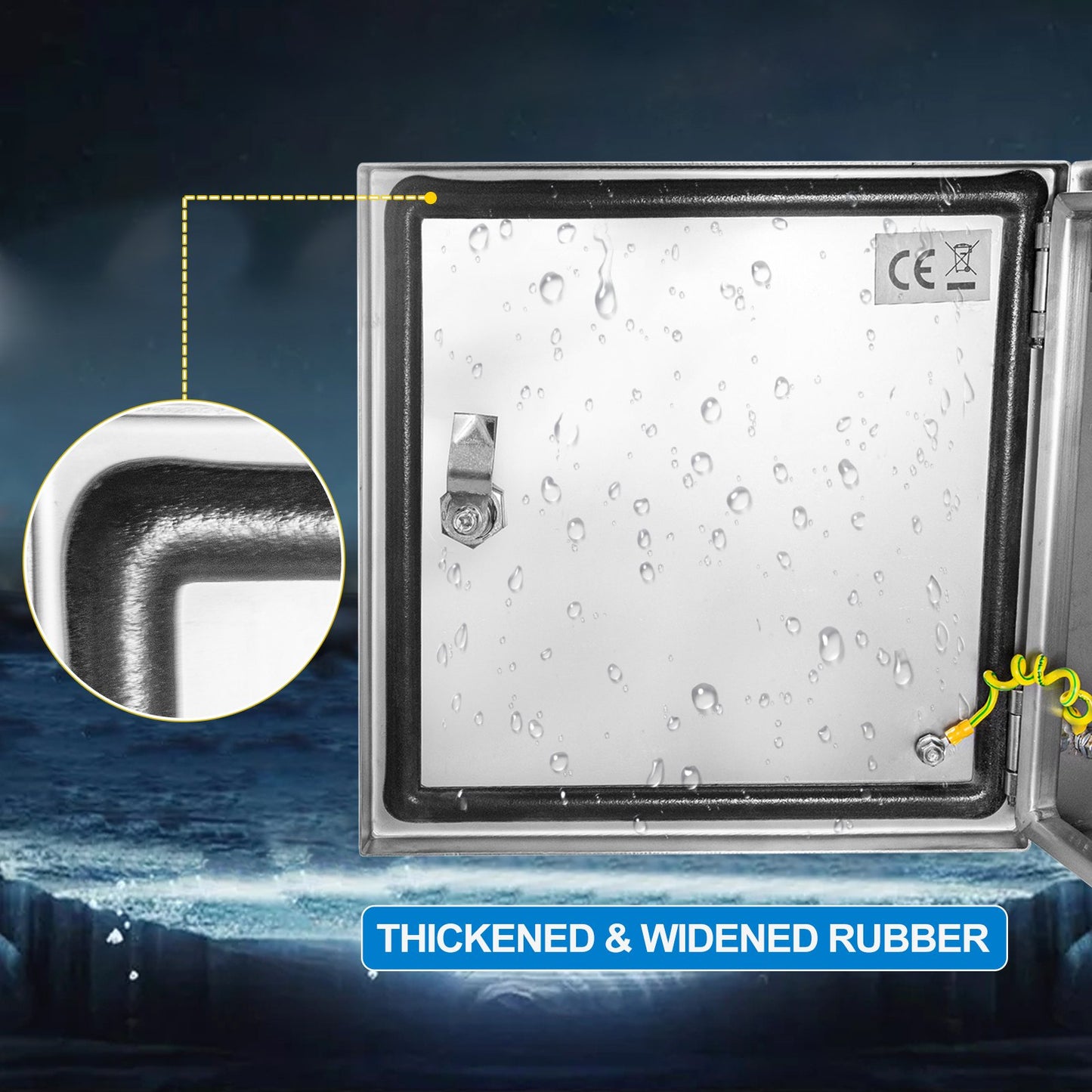 NEMA-kapsling i rostfritt stål, 300 x 300 x 200 mm NEMA 4X elbox i stål, IP66 vattentät och dammtät, kopplingsbox för utomhus-/inomhusbruk, med monteringsplatta