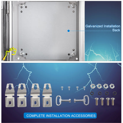 NEMA-kapsling i rostfritt stål, 300 x 300 x 200 mm NEMA 4X elbox i stål, IP66 vattentät och dammtät, kopplingsbox för utomhus-/inomhusbruk, med monteringsplatta