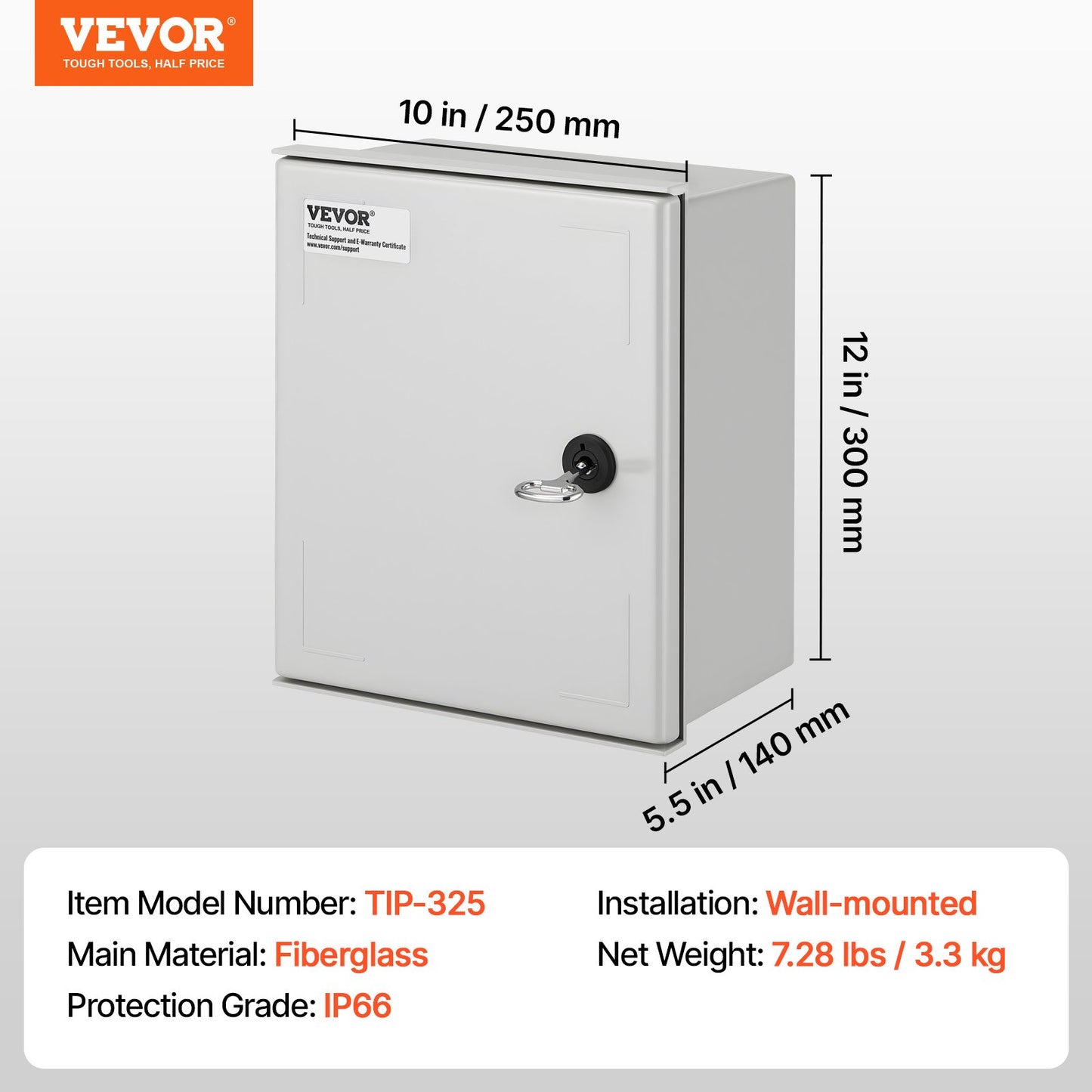 NEMA Fiberglass Enclosure, 30x25x14 cm NEMA 4X Fiberglass Electrical Box, IP66 Waterproof & Dustproof, Outdoor/Indoor Electrical Junction Box, with Mounting Plate