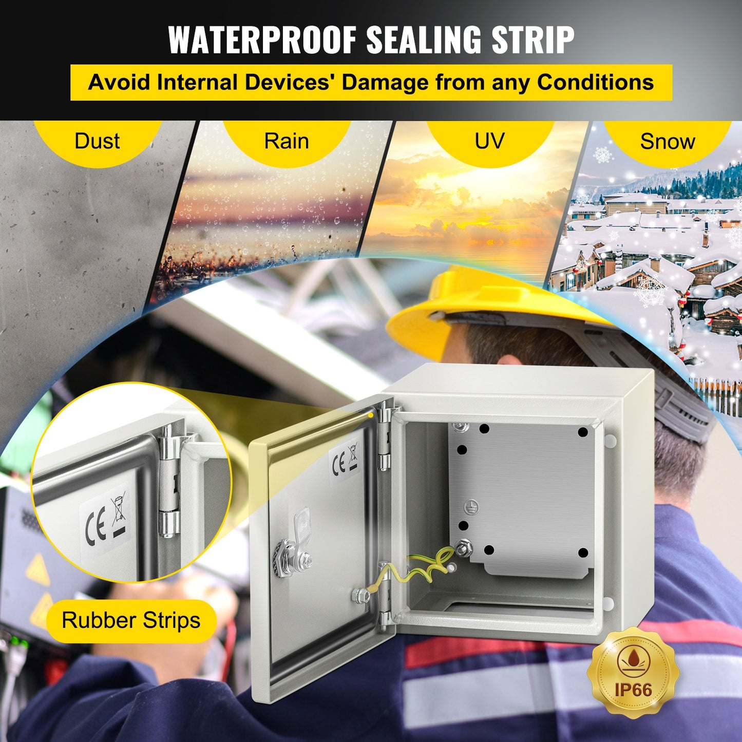 NEMA Steel Enclosure, 20x20x15 cm NEMA 4X Steel Electrical Box, IP66 Waterproof & Dustproof, Outdoor / Indoor Electrical Junction Box