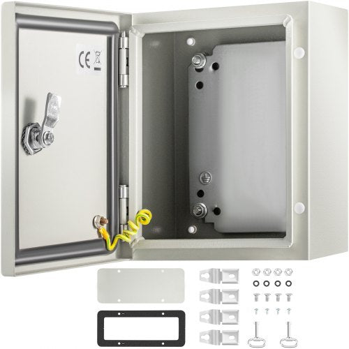 NEMA Steel Enclosure, 25x20x15 cm NEMA 4X Steel Electrical Box, IP66 Waterproof & Dustproof, Outdoor/Indoor Electrical Junction Box, with Mounting Plate