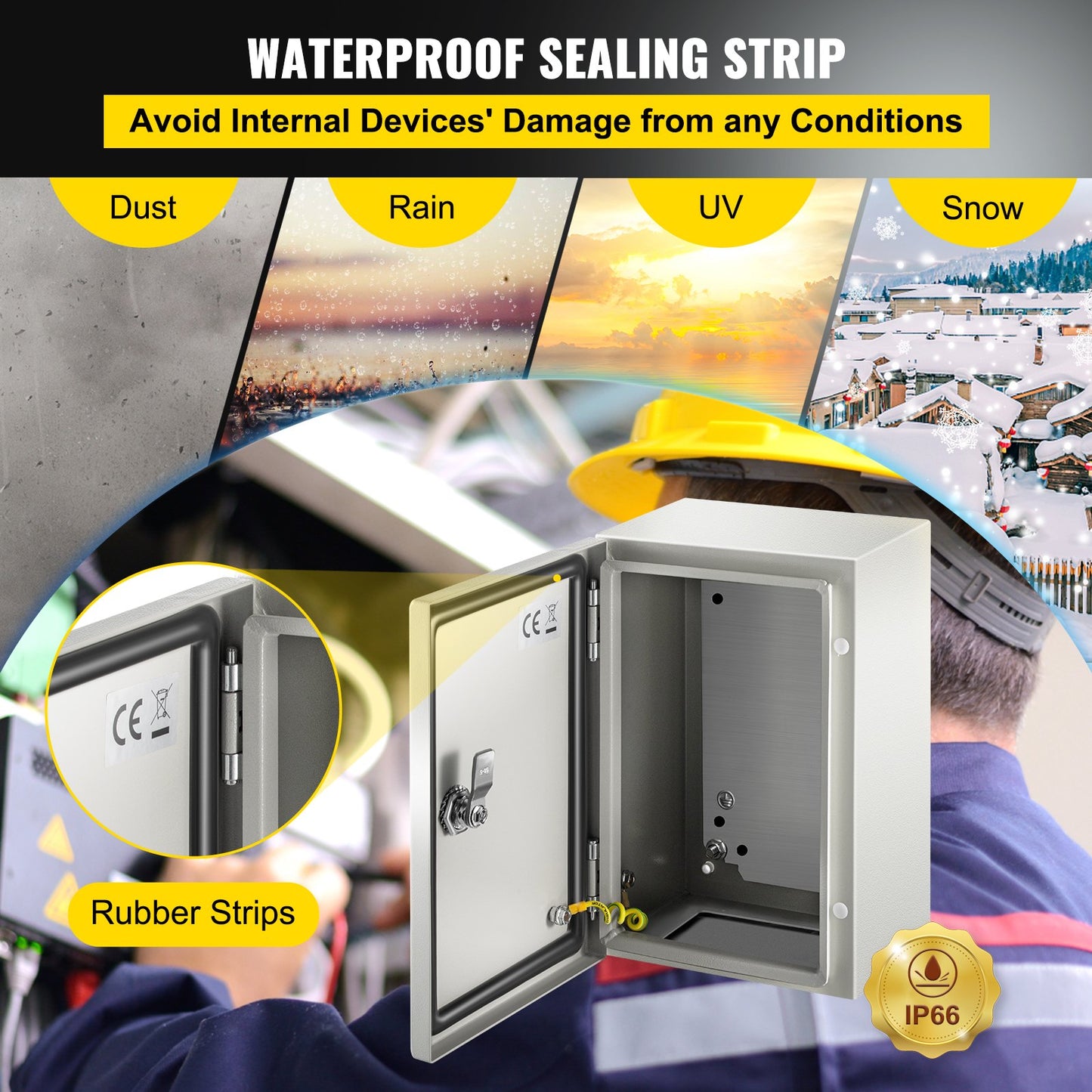 NEMA Steel Enclosure ,30x20x15 cm NEMA 4X Steel Electrical Box, IP66 Waterproof & Dustproof, Outdoor/Indoor Electrical Junction Box, with Mounting Plate