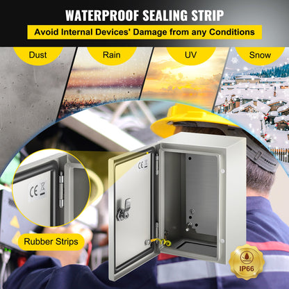 NEMA Steel Enclosure ,30x20x15 cm NEMA 4X Steel Electrical Box, IP66 Waterproof & Dustproof, Outdoor/Indoor Electrical Junction Box, with Mounting Plate