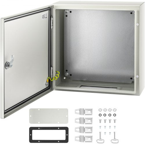 NEMA Steel Enclosure, 40x40x15 cm NEMA 4X Steel Electrical Box, IP66 Waterproof & Dustproof, Outdoor/Indoor Electrical Junction Box, with Mounting Plate