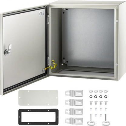 NEMA Steel Enclosure, 40x40x20 cm NEMA 4X Steel Electrical Box, IP66 Waterproof & Dustproof, Outdoor/Indoor Electrical Junction Box, with Mounting Plate