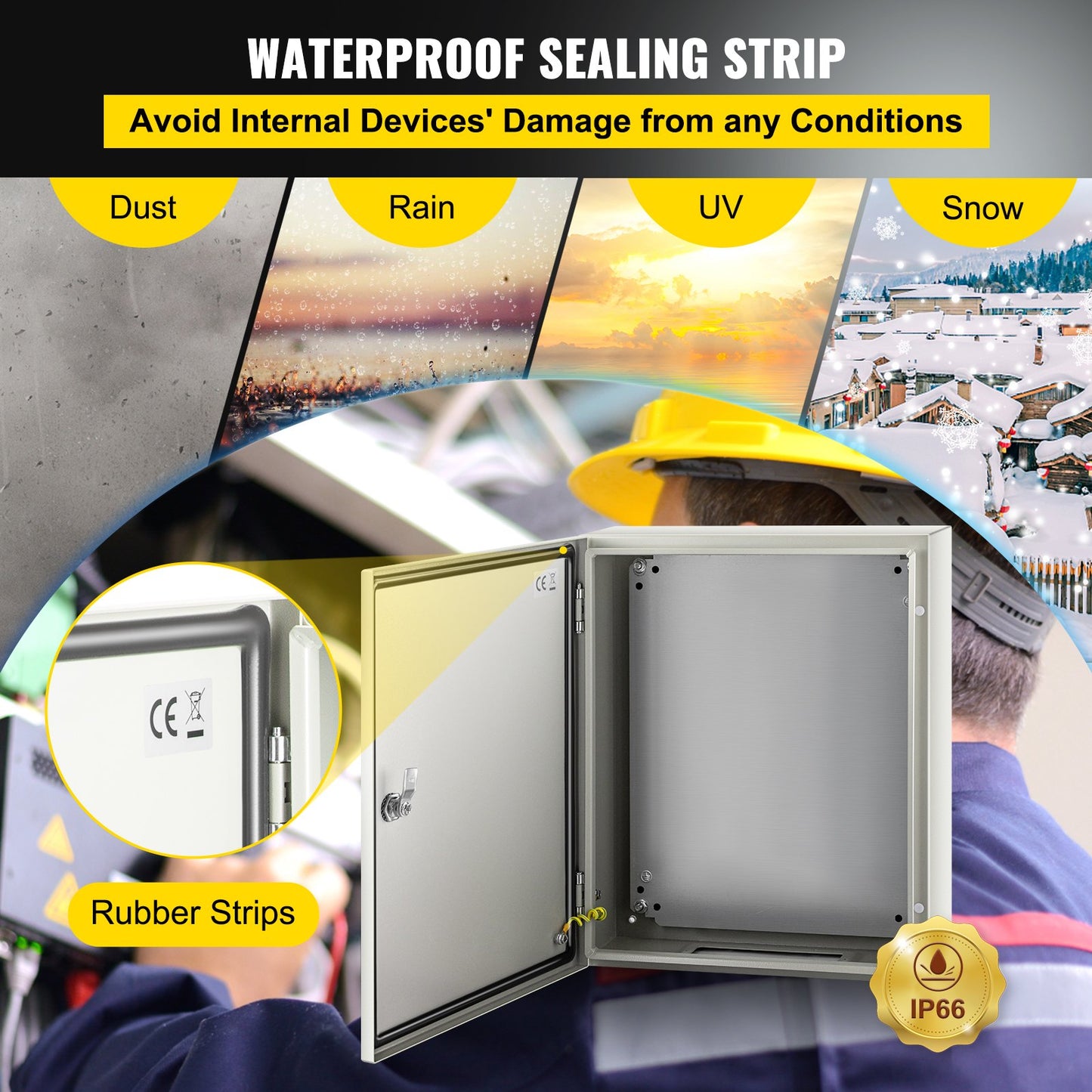 NEMA Steel Enclosure, 50x40x15 cm NEMA 4X Steel Electrical Box, IP66 Waterproof & Dustproof, Outdoor/Indoor Electrical Junction Box, with Mounting Plate